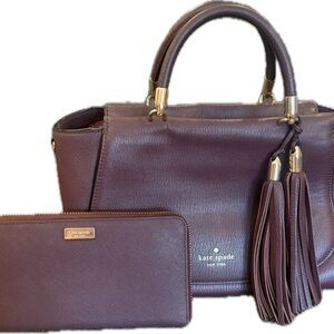 Kate Spade Plum Satchel and Wallet Set
